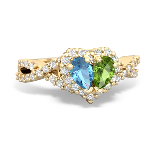 blue topaz-peridot engagement ring