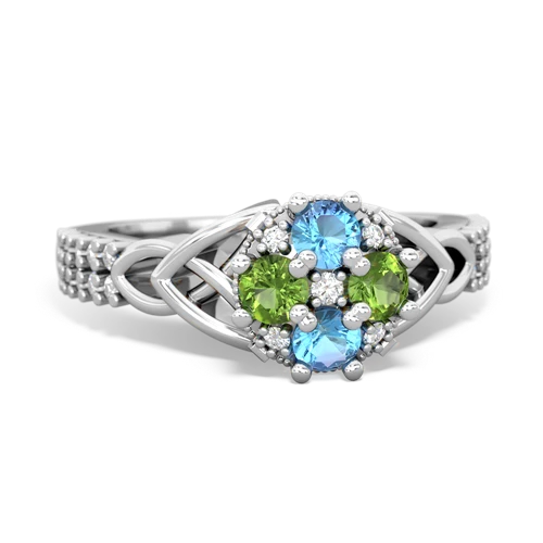 blue topaz-peridot engagement ring