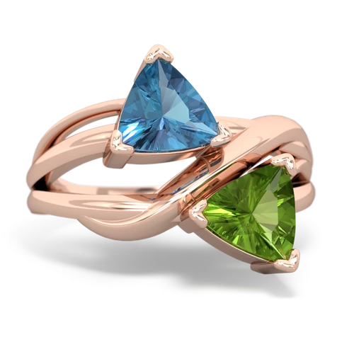 blue topaz-peridot filligree ring