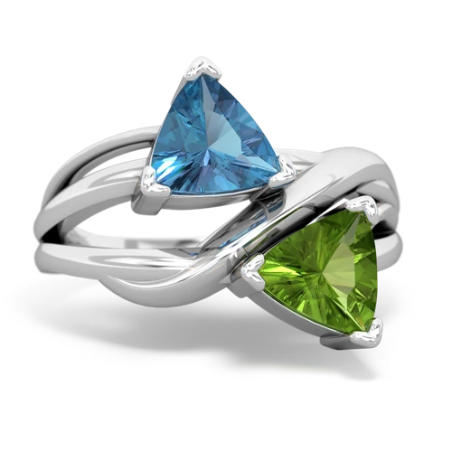 blue topaz-peridot filligree ring