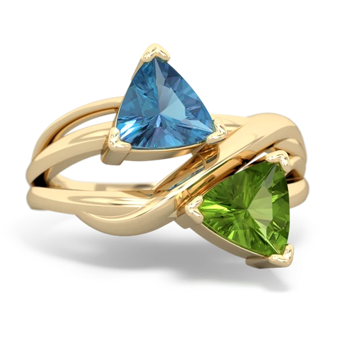 blue topaz-peridot filligree ring