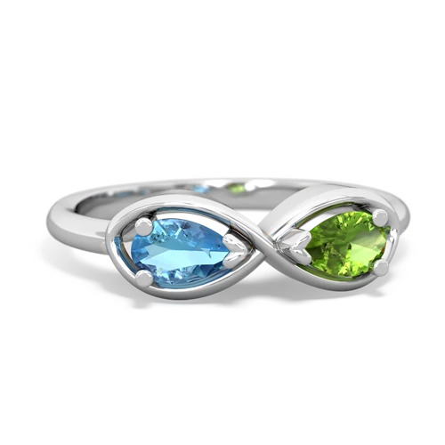 blue topaz-peridot infinity ring