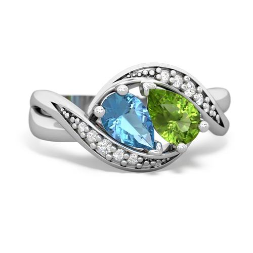 blue topaz-peridot keepsake curls ring