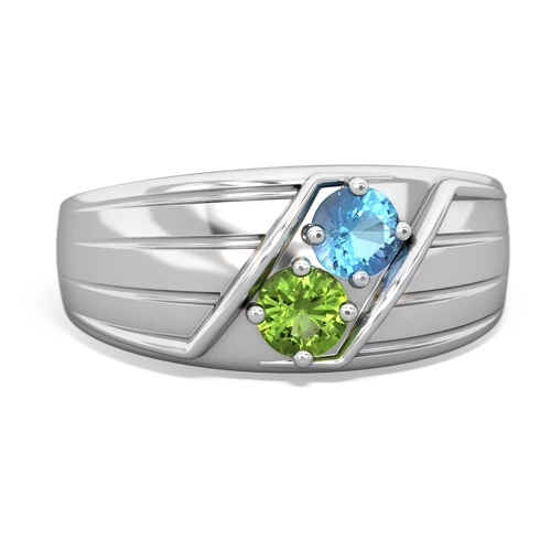 blue topaz-peridot mens ring