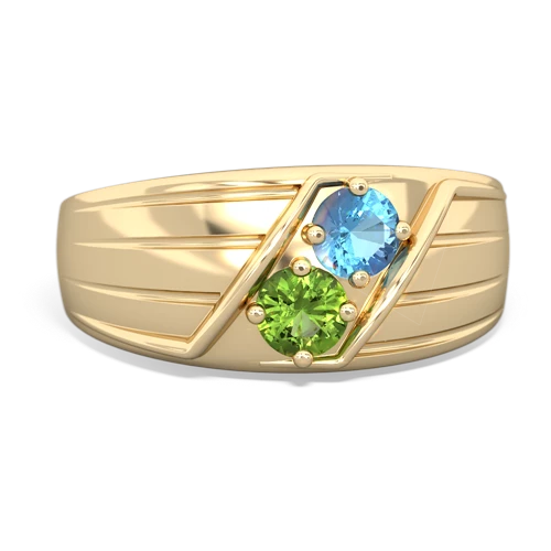 blue topaz-peridot mens ring