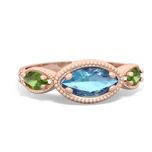 blue topaz-peridot milgrain marquise ring