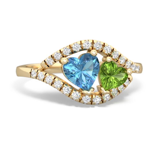 blue topaz-peridot mother child ring