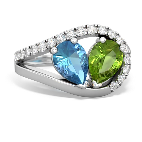 blue topaz-peridot pave heart ring