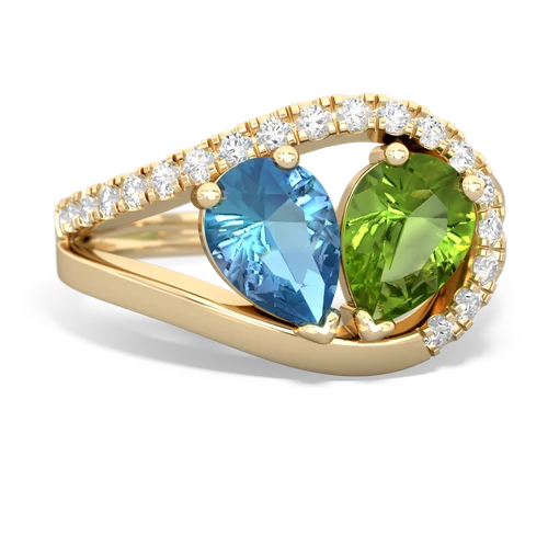 blue topaz-peridot pave heart ring