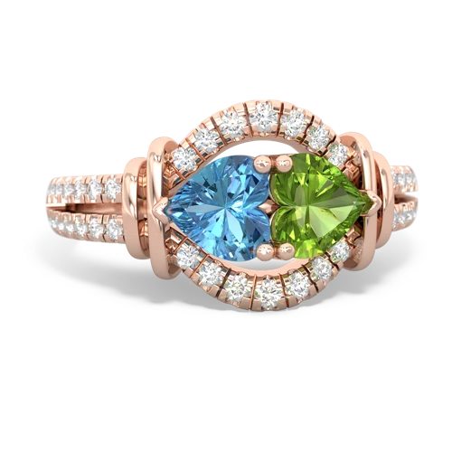 blue topaz-peridot pave keepsake ring