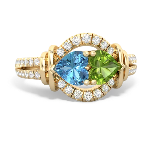 blue topaz-peridot pave keepsake ring