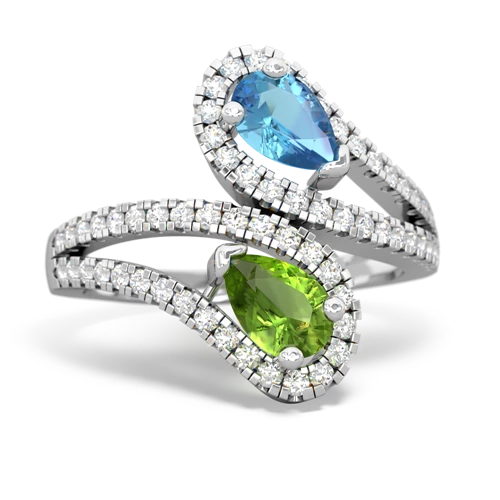 blue topaz-peridot pave swirls ring