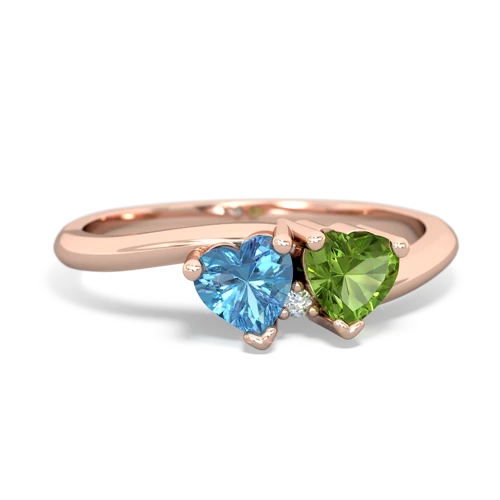 blue topaz-peridot sweethearts promise ring