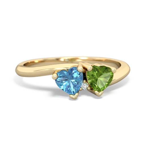 blue topaz-peridot sweethearts promise ring