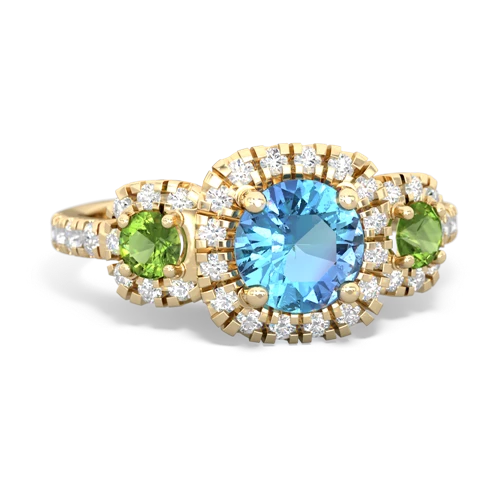 blue topaz-peridot three stone regal ring