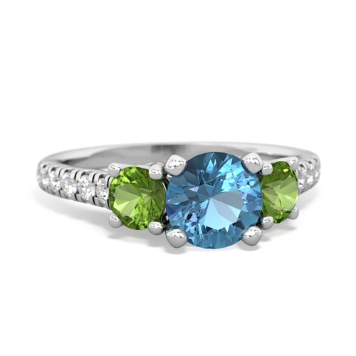 Blue Topaz Genuine Swiss Blue Topaz with Genuine Peridot and Genuine Emerald Pave Trellis ring Ring
