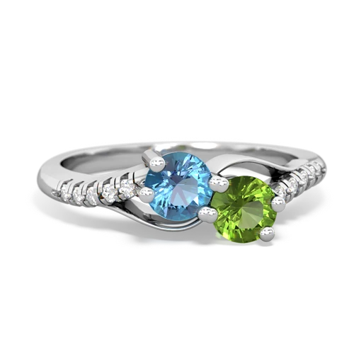 blue topaz-peridot two stone infinity ring