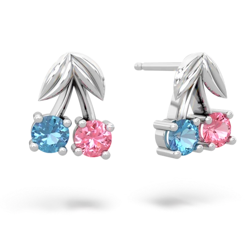 blue topaz-pink sapphire cherries earrings