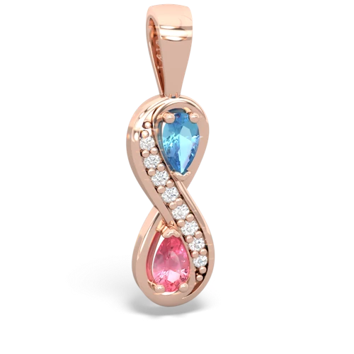 blue topaz-pink sapphire keepsake infinity pendant