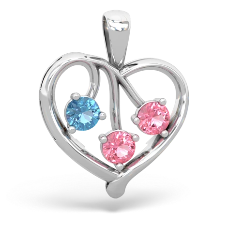 Blue Topaz Genuine Swiss Blue Topaz with Lab Created Pink Sapphire and Lab Created Alexandrite Glowing Heart pendant Pendant