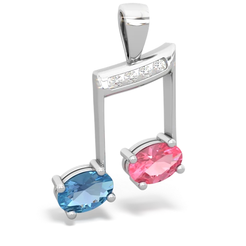 blue topaz-pink sapphire music notes pendant