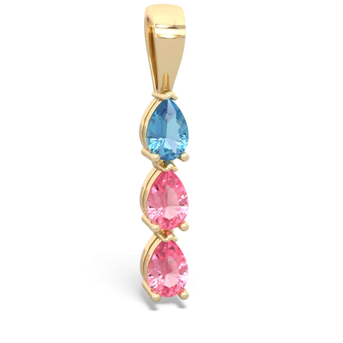 blue topaz-pink sapphire three stone pendant
