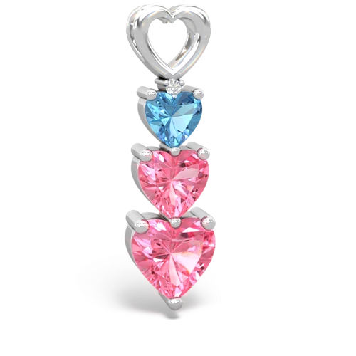 blue topaz-pink sapphire three stone pendant