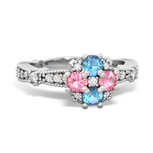 blue topaz-pink sapphire art deco engagement ring