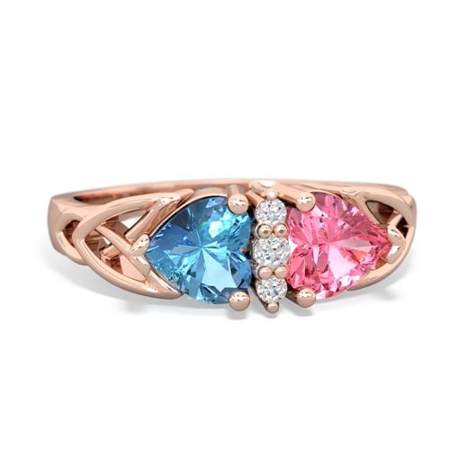 blue topaz-pink sapphire celtic ring