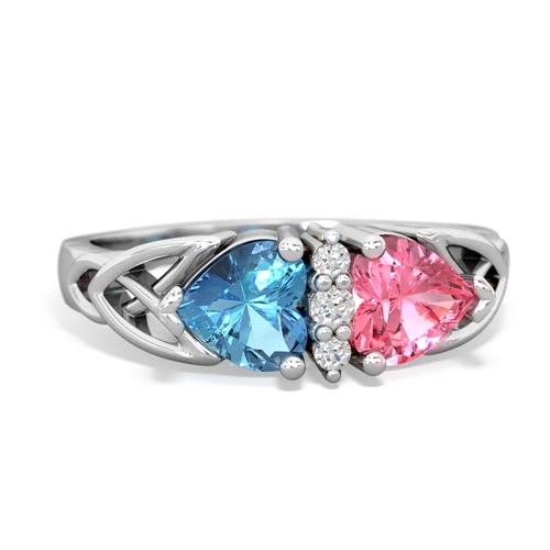 blue topaz-pink sapphire celtic ring