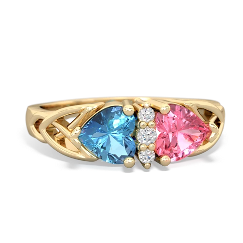 blue topaz-pink sapphire celtic ring