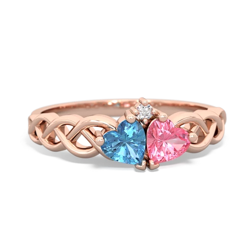 blue topaz-pink sapphire celtic braid ring