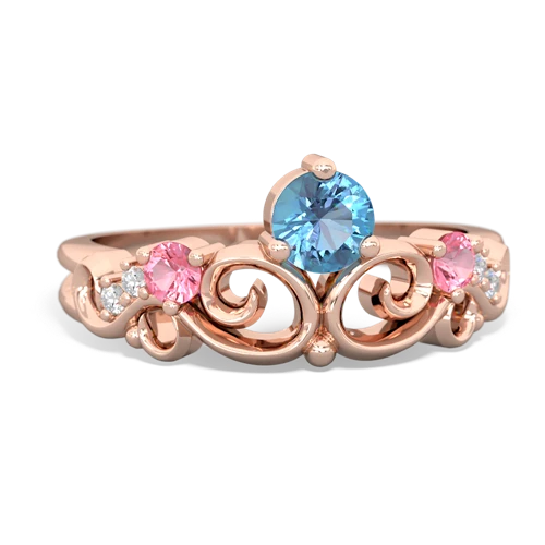 Blue Topaz Genuine Swiss Blue Topaz with Lab Created Pink Sapphire and Lab Created Alexandrite Crown Keepsake ring Ring