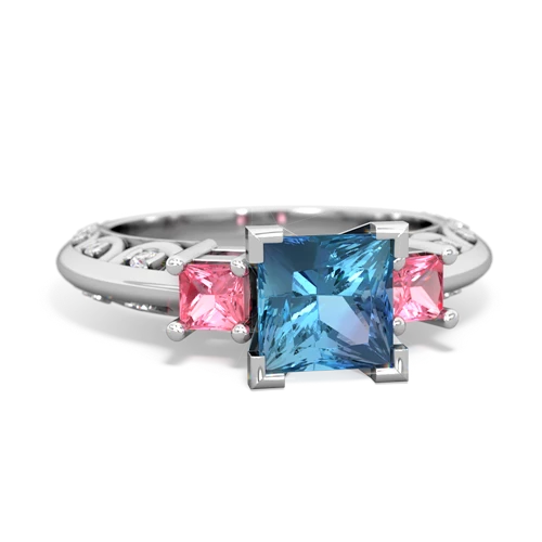 blue topaz-pink sapphire engagement ring