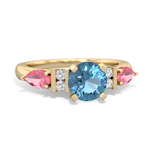 Blue Topaz Genuine Swiss Blue Topaz with Lab Created Pink Sapphire and Lab Created Alexandrite Engagement ring Ring