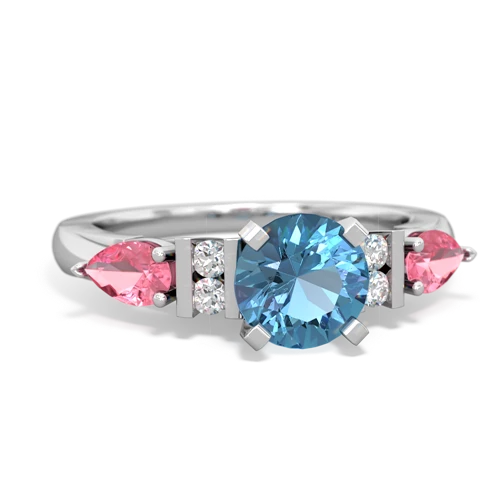 blue topaz-pink sapphire engagement ring