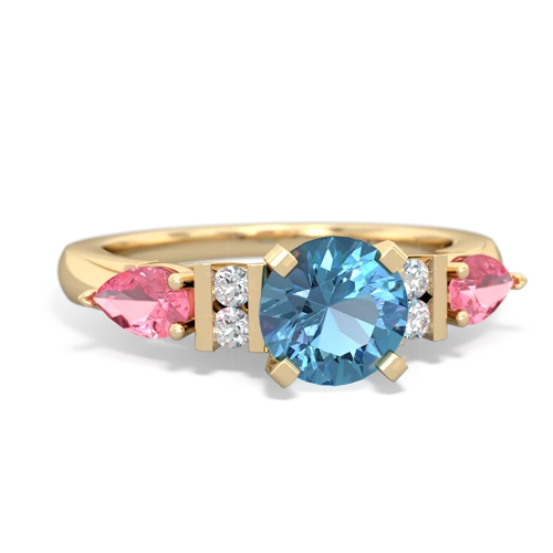 blue topaz-pink sapphire engagement ring