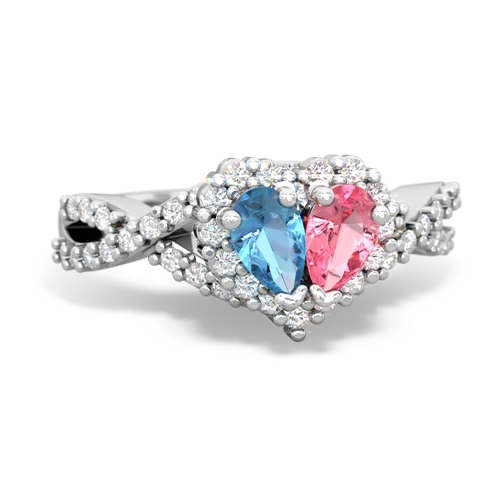 blue topaz-pink sapphire engagement ring