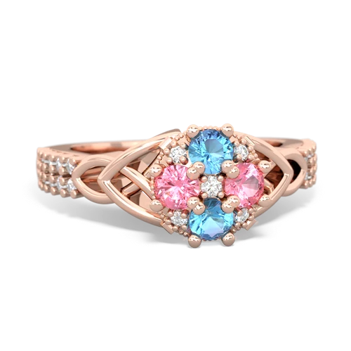 blue topaz-pink sapphire engagement ring