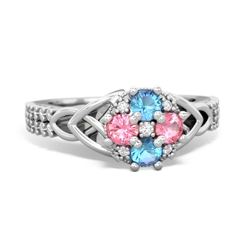 blue topaz-pink sapphire engagement ring