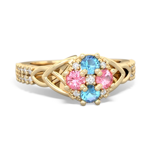 blue topaz-pink sapphire engagement ring