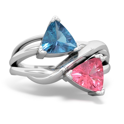 blue topaz-pink sapphire filligree ring