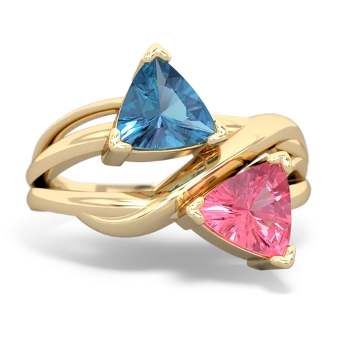 blue topaz-pink sapphire filligree ring