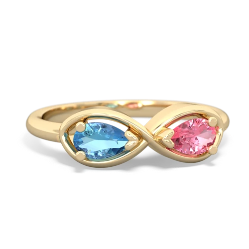 blue topaz-pink sapphire infinity ring