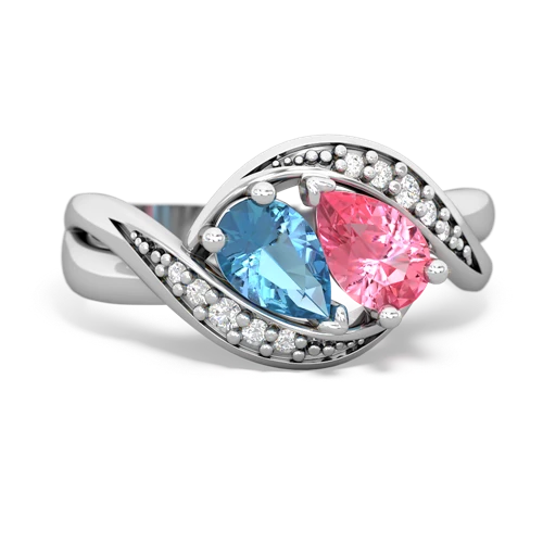 blue topaz-pink sapphire keepsake curls ring