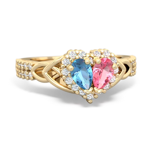 blue topaz-pink sapphire keepsake engagement ring