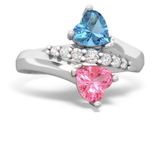 blue topaz-pink sapphire modern ring