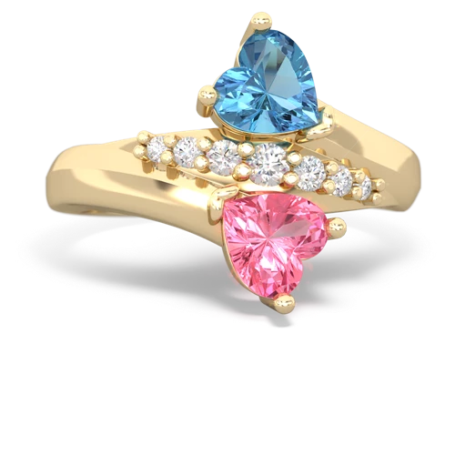 blue topaz-pink sapphire modern ring