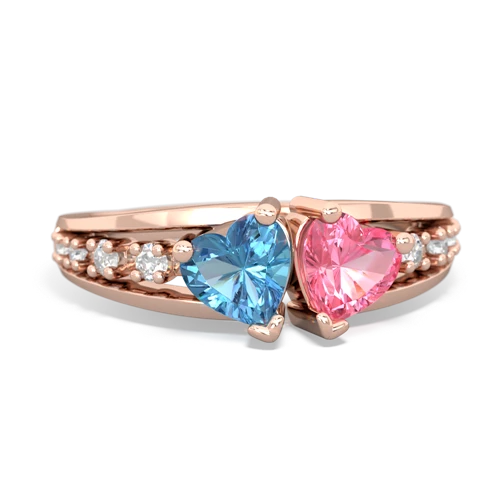 blue topaz-pink sapphire modern ring