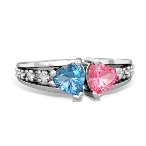 blue topaz-pink sapphire modern ring
